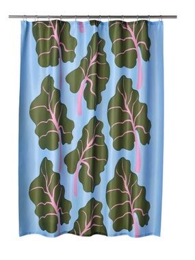 NWT IKEA X Marimekko Blue, Green & Pink Leaf Print Shower Curtain